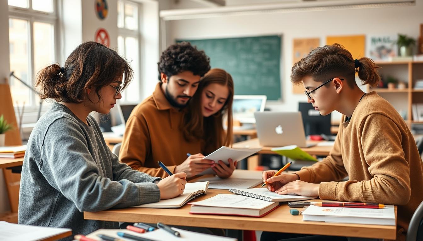 Students collaborating in study space